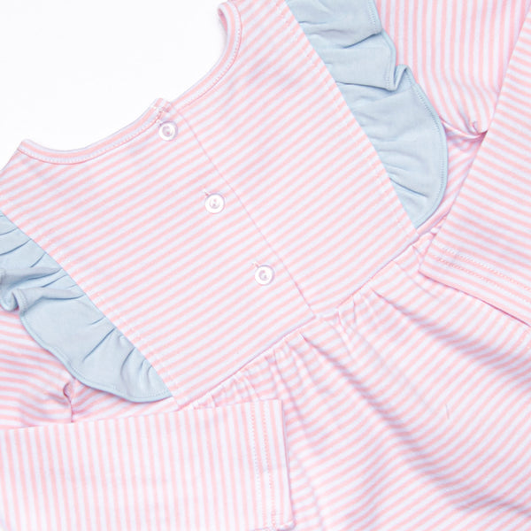 Lillie Flutter Pima Legging Set, Pink Stripe