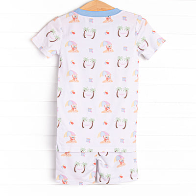 Corgi on the Coast Bamboo Pajama Short Set, Blue