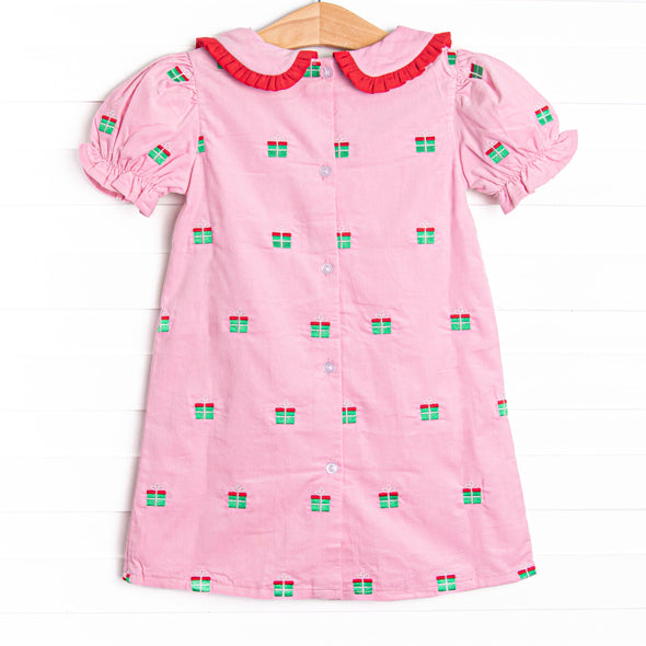 All Wrapped Up Embroidered Dress, Pink