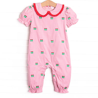 All Wrapped Up Embroidered Romper, Pink