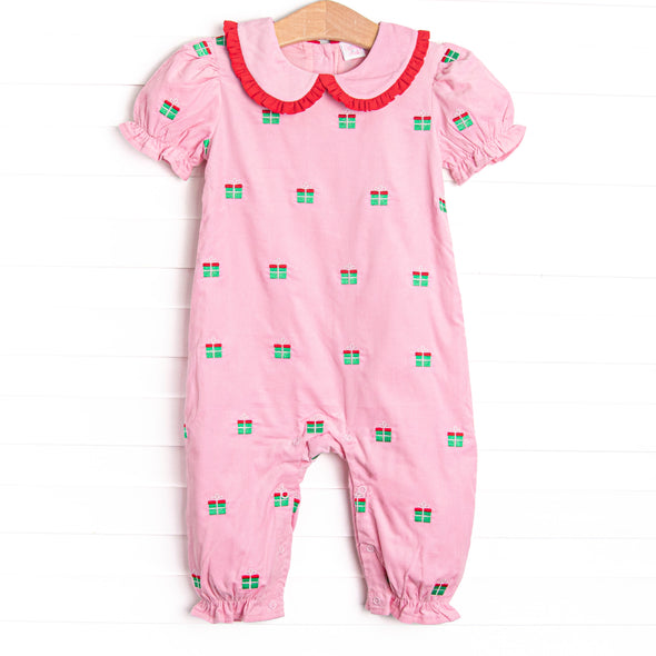 All Wrapped Up Embroidered Romper, Pink