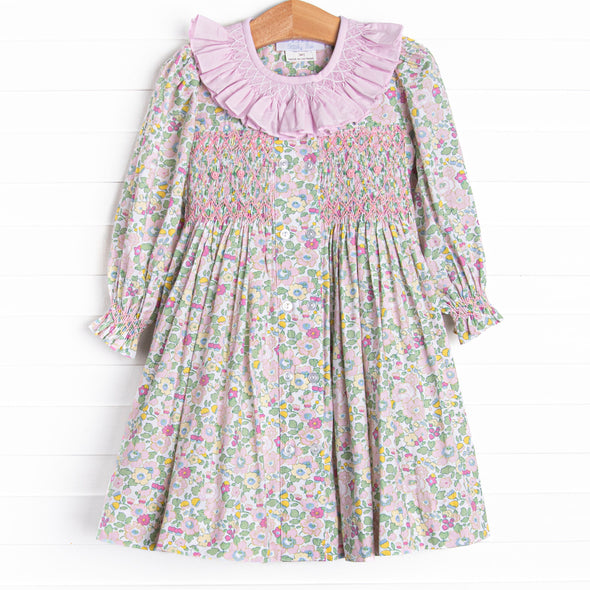 Bleu: Briar Smocked Long Sleeve Dress, Pink