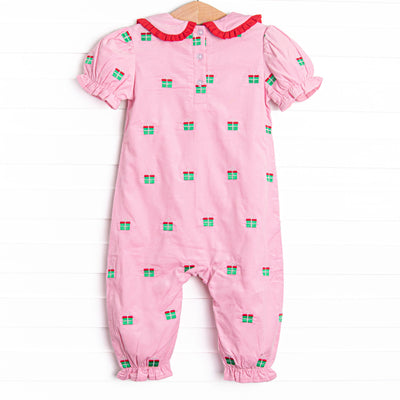 All Wrapped Up Embroidered Romper, Pink