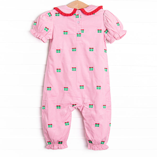 All Wrapped Up Embroidered Romper, Pink