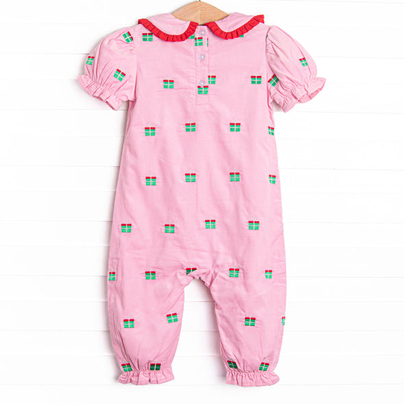 All Wrapped Up Embroidered Romper, Pink