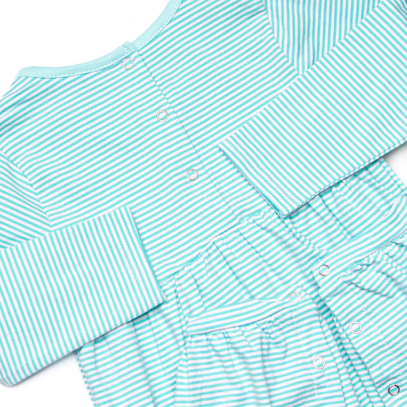 Jurassic Journey Applique Romper, Green Stripe