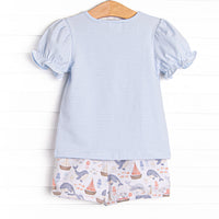 Seafarer Sails Ruffle Short Set, Blue