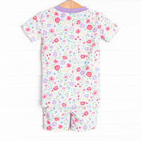 Floral Party Bamboo Pajama Short Set, Purple