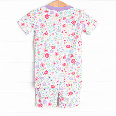 Floral Party Bamboo Pajama Short Set, Purple