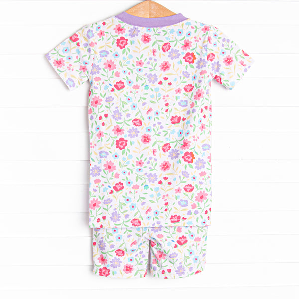 Floral Party Bamboo Pajama Short Set, Purple