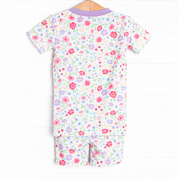 Floral Party Bamboo Pajama Short Set, Purple