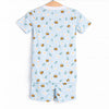 Bumble Bee Blues Bamboo Pajama Short Set, Blue