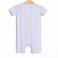 Blue Sea Stinger Bamboo Short Zippy Pajama, Blue