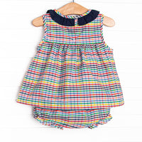 Prep School Plaid Diaper Set, Blue