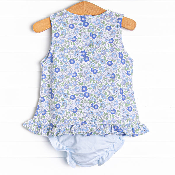 Little Miss Daisy Diaper Set, Blue Floral