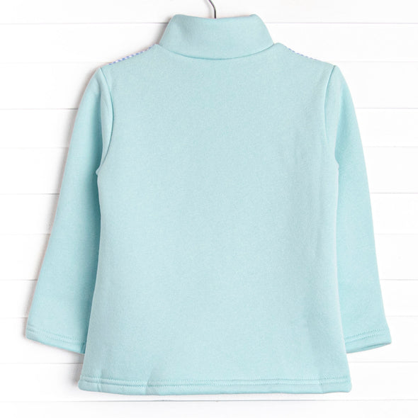 Sawyer Fleece Pullover, Mint and Blue Gingham