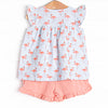 Fab Flamingos Ruffle Short Set, Blue