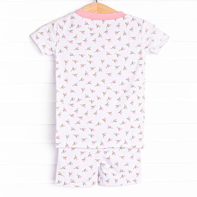 Rosey Rosebuds Bamboo Pajama Short Set, Pink