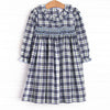 Bleu: Cordelia Smocked Long Sleeve Dress, Blue