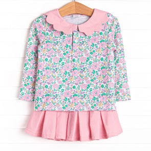 Backhand Blooms Skirt Set, Green
