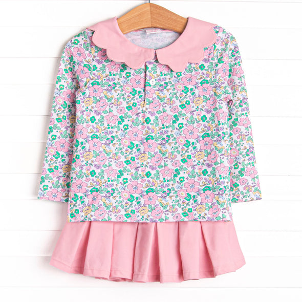 Backhand Blooms Skirt Set, Green
