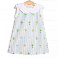 Palm Tree Paradise Dress, Blue