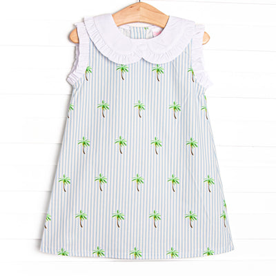 Palm Tree Paradise Dress, Blue