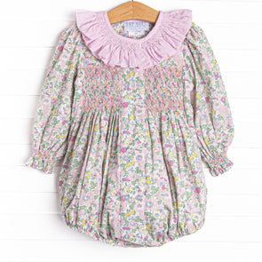 Bleu: Briar Smocked Long Sleeve Bubble, Pink