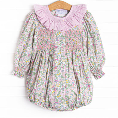 Bleu: Briar Smocked Long Sleeve Bubble, Pink
