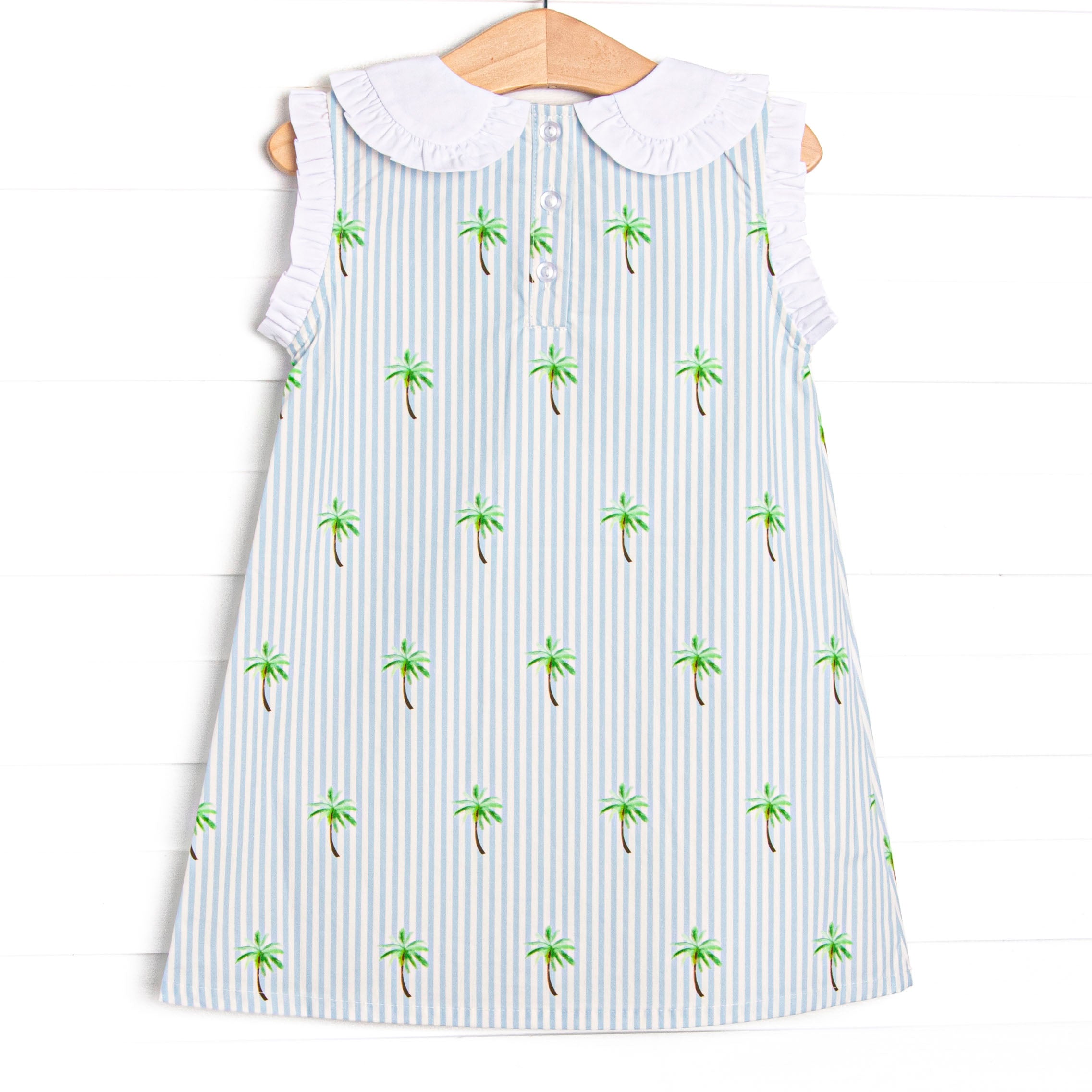 Palm Tree Paradise Dress, Blue – Stitchy Fish