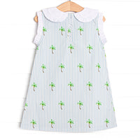 Palm Tree Paradise Dress, Blue