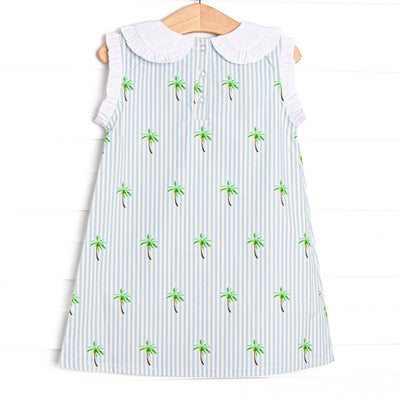 Palm Tree Paradise Dress, Blue