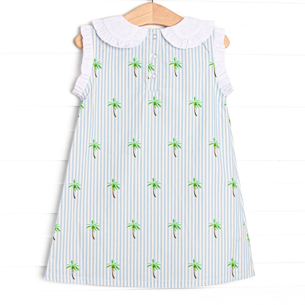Palm Tree Paradise Dress, Blue