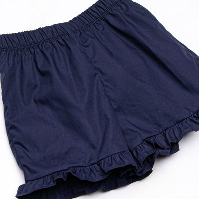 Prep School Plaid Ruffle Short Set, Blue