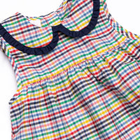 Prep School Plaid Ruffle Short Set, Blue