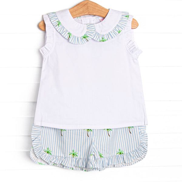 Palm Tree Paradise Short Set, Blue