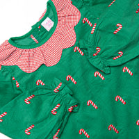 Candy Cane Craze Embroidered Legging Set, Green