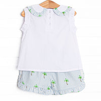 Palm Tree Paradise Short Set, Blue