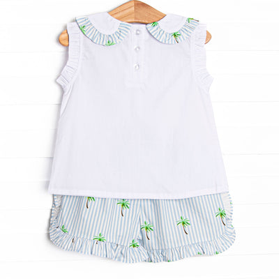 Palm Tree Paradise Short Set, Blue