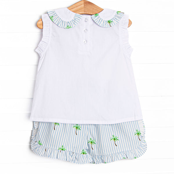 Palm Tree Paradise Short Set, Blue
