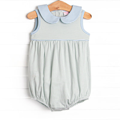 Marcella Pima Bubble, Blue and Sage Stripe