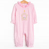 O' Holy Night Applique Ruffle Romper, Pink
