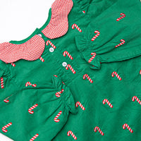 Candy Cane Craze Embroidered Legging Set, Green