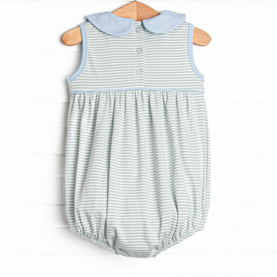 Marcella Pima Bubble, Blue and Sage Stripe