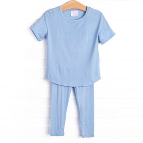 Bamboo Basics Short Sleeve Legging Set, Blue