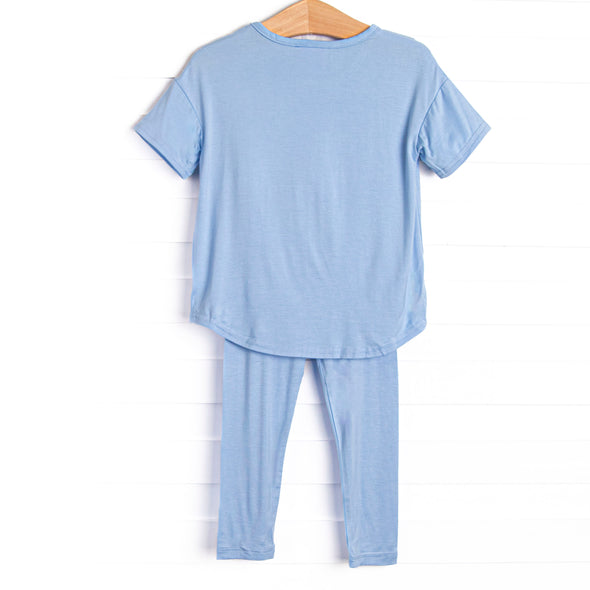Bamboo Basics Short Sleeve Legging Set, Blue