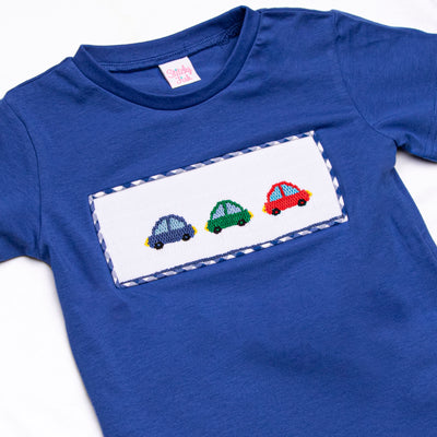 Life is a Highway Smocked Short Set, Blue