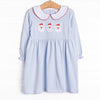 Jolly St. Nick Applique Dress, Blue