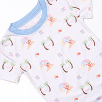 Corgi on the Coast Bamboo Pajama Short Set, Blue