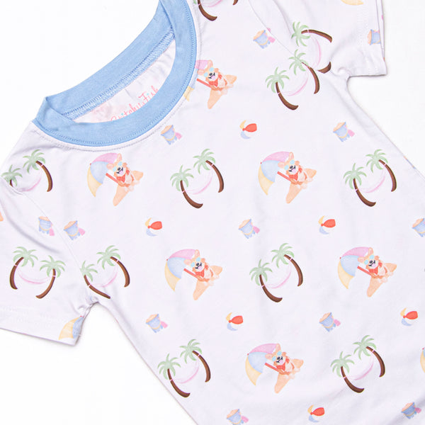 Corgi on the Coast Bamboo Pajama Short Set, Blue